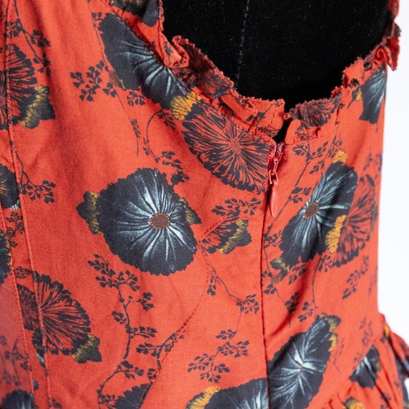 ULLA JOHNSON Adyna Sleeveless Midi Dress in Poppy Floral - Women's Size 10 - Picture 9 of 15